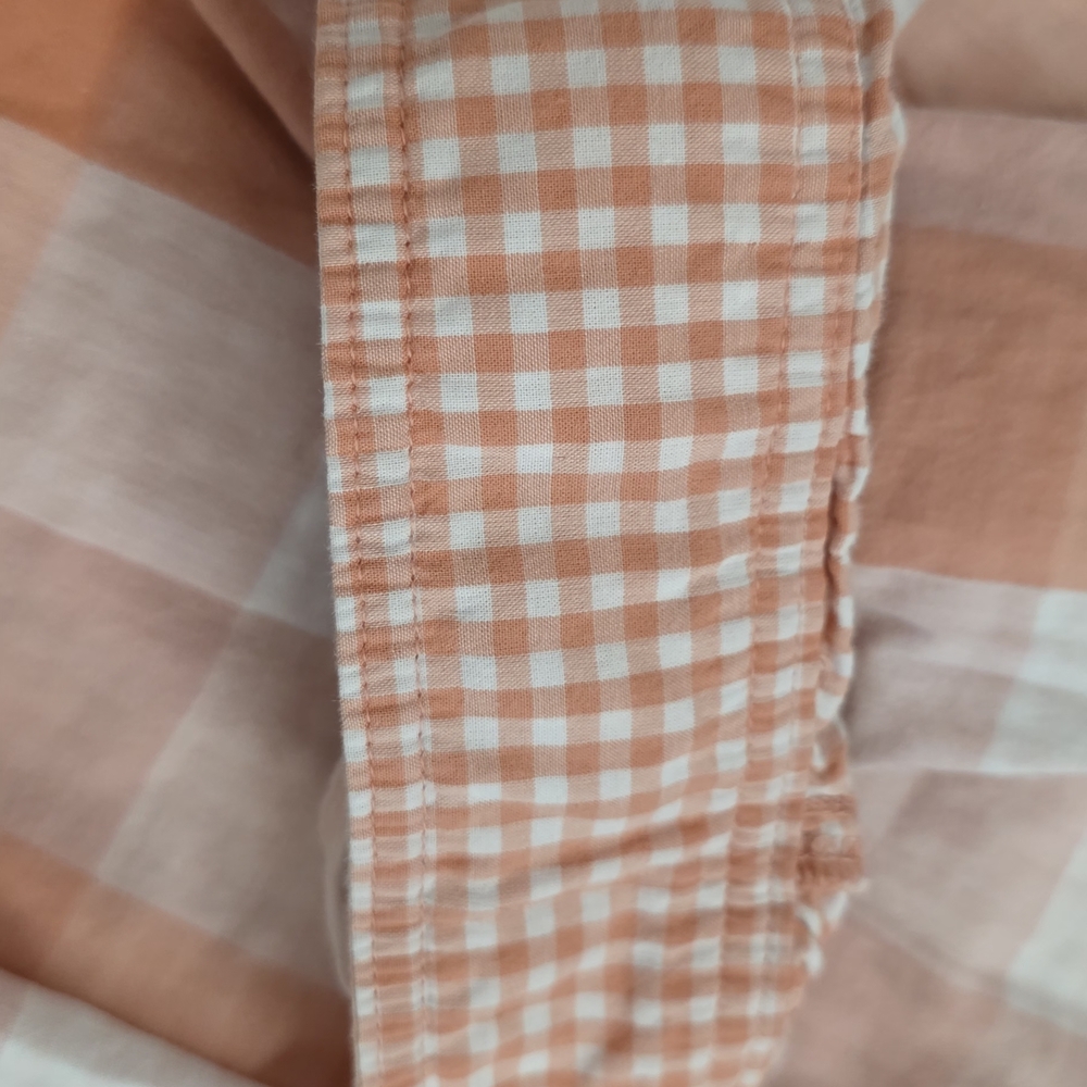 🍁Life is Good Peach Gingham Popover Tunic Shirt “Love What You Love” Size Small - Picture 5 of 11